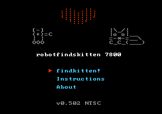 Robot Finds Kitten 7800 Title Screen